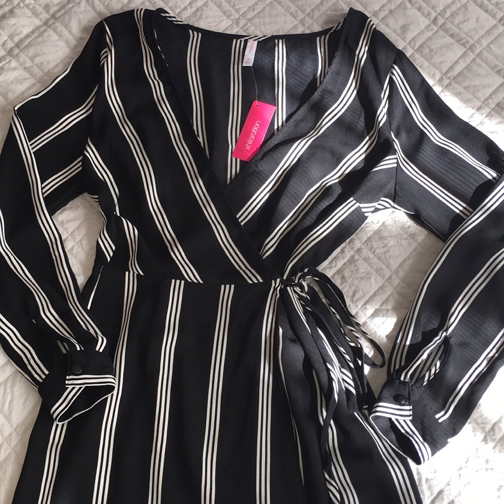 Striped wrap dress